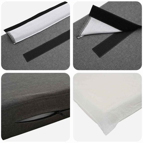 vidaXL Čalúnené čelo postele Biela a svetlo šedá 120 cm – Obrázok 7