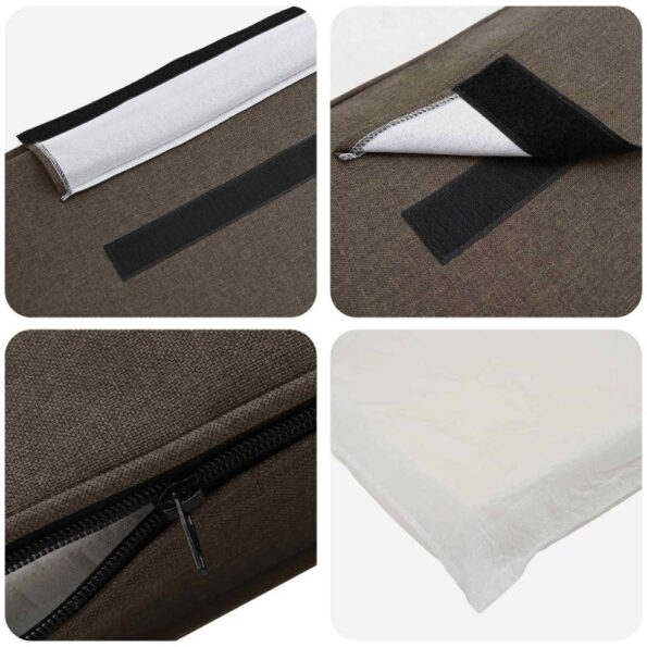 vidaXL Čalúnené čelo postele s čelnou doskou Hnedá a taupe 150 cm – Obrázok 7