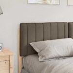vidaXL Čalúnené čelo postele s čelnou doskou Hnedá a taupe 150 cm – Obrázok 3