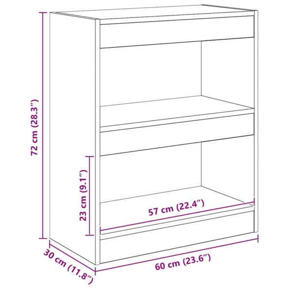 vidaXL Knižnica Remeselný dub 60 x 30 x 72 cm Kompozitné drevo – Obrázok 10