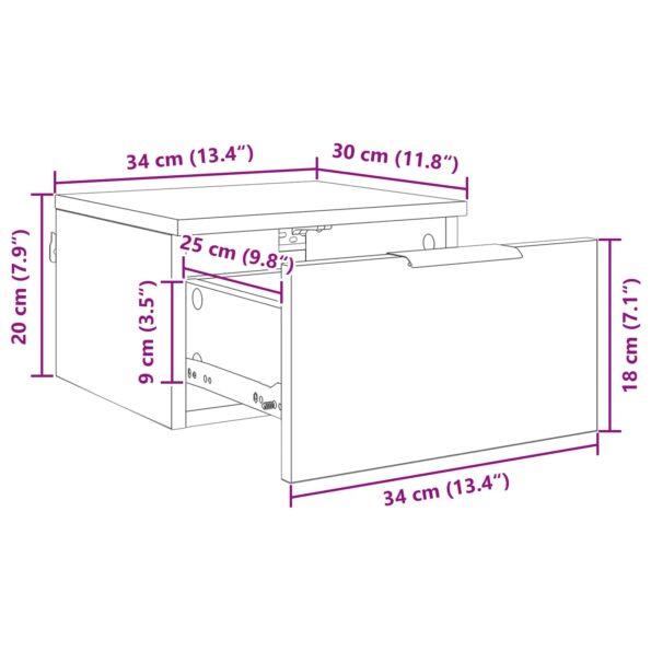 vidaXL Nočný stolík Čierny dub 34 x 30 x 20 cm Kompozitné drevo – Obrázok 13