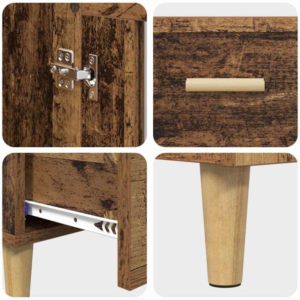 vidaXL Highboard Staré drevo 70 x 31 x 115 cm Kompozitné drevo – Obrázok 9
