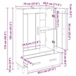 vidaXL Highboard Čierny dub 70 x 31 x 115 cm Kompozitné drevo – Obrázok 11