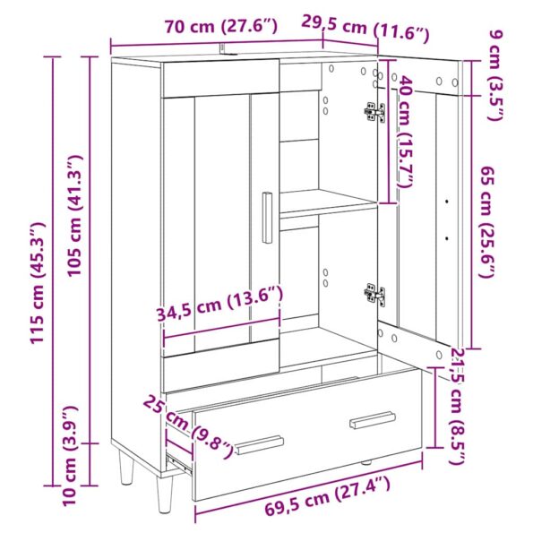 vidaXL Highboard Čierny dub 70 x 31 x 115 cm Kompozitné drevo – Obrázok 11