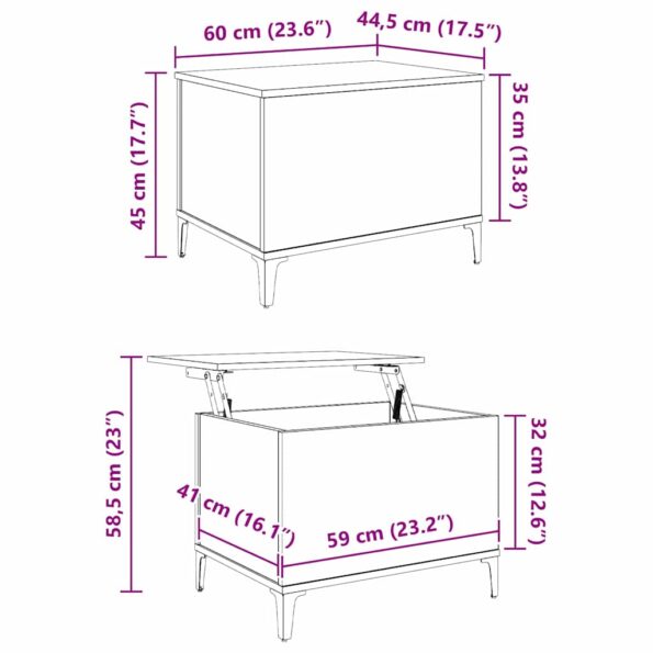 vidaXL Konferenčný stolík Remeselný dub 60 x 44,5 x 45 cm – Obrázok 12