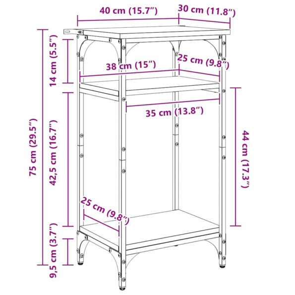 vidaXL Bočný stôl Čierny dub 40 x 30 x 75 cm Kompozitné drevo – Obrázok 13