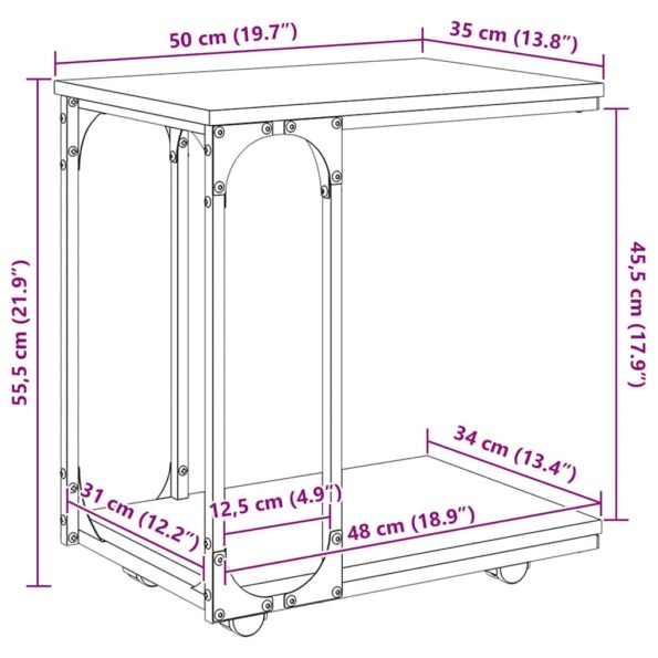 vidaXL Bočný stôl Staré drevo 50 x 35 x 55.5 cm Kompozitné drevo – Obrázok 11