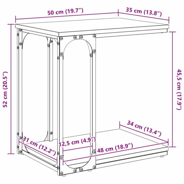 vidaXL Bočný stôl dub artisan 50 x 35 x 52 cm Kompozitné drevo – Obrázok 10