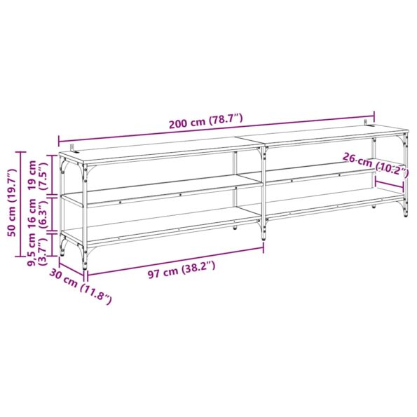 vidaXL TV skrinka Čierny dub 200 x 30 x 50 cm – Obrázok 8