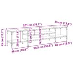 vidaXL TV skrinka Čierny dub 201 x 35 x 45 cm – Obrázok 11