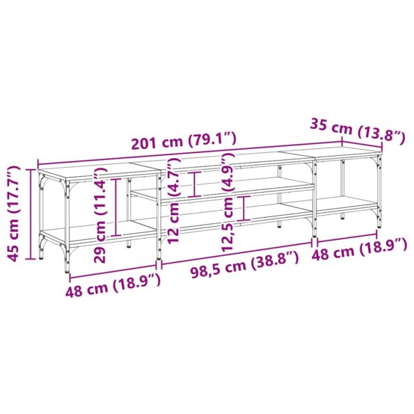 vidaXL TV skrinka Čierny dub 201 x 35 x 45 cm – Obrázok 11