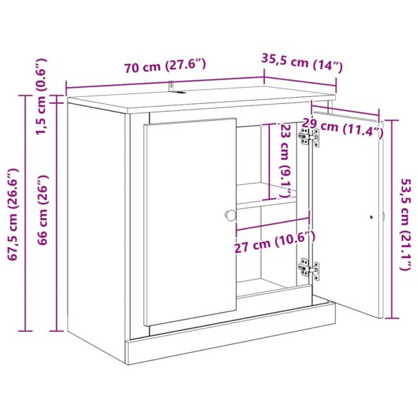 vidaXL Servírovacia skriňa Staré drevo 70 x 35,5 x 67,5 cm – Obrázok 12