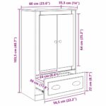 vidaXL Highboard Čierny dub 60 x 35,5 x 103,5 cm Kompozitné drevo – Obrázok 11