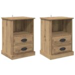 vidaXL Nočný stolík 2 pcs dub artisan 43 x 36 x 60 cm Kompozitné drevo – Obrázok 2