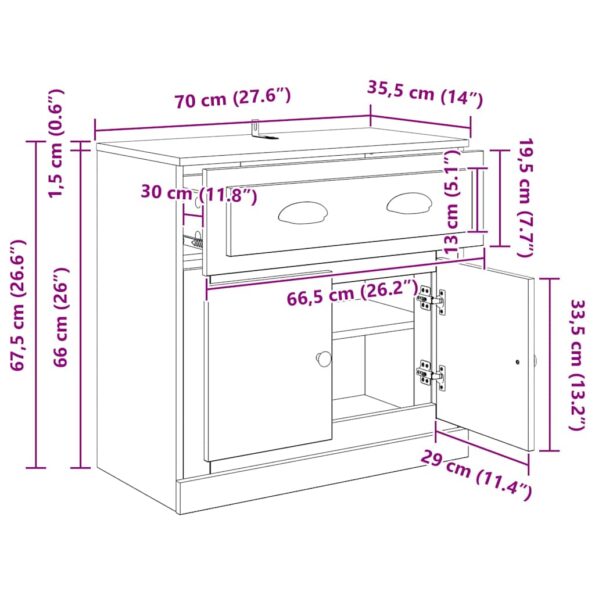 vidaXL Highboard Remeselný dub 70 x 35,5 x 67,5 cm Kompozitné drevo – Obrázok 11
