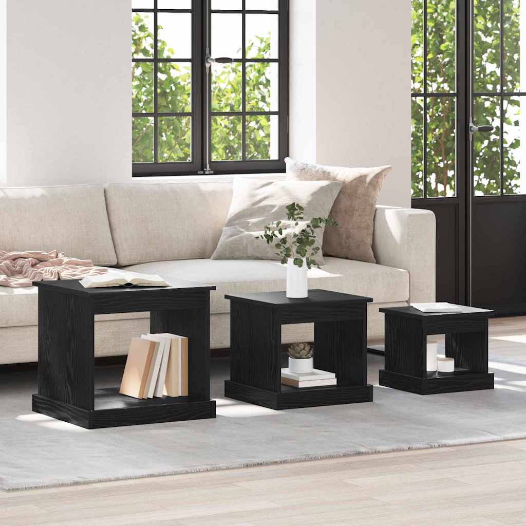 881452_1.jpg vidaXL Konferenčný stolík 3 pcs Čierny dub Kompozitné drevo – Obrázok 1
