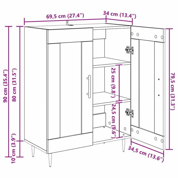 vidaXL Servírovacia skriňa Remeselný dub 69,5 x 34 x 90 cm – Obrázok 13