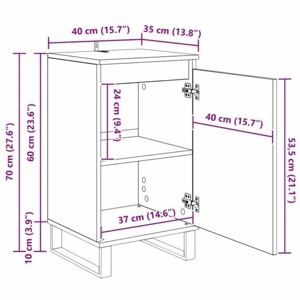 vidaXL Servírovacia skriňa Staré drevo 40 x 35 x 70 cm – Obrázok 13