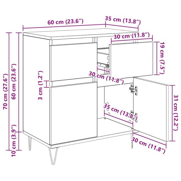 vidaXL Servírovacia skriňa so zásuvkou Remeselný dub 60 x 35 x 70 cm – Obrázok 13