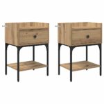 vidaXL Nočný stolík 2 pcs dub artisan 40 x 29 x 60 cm Kompozitné drevo – Obrázok 2