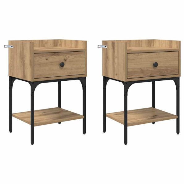 vidaXL Nočný stolík 2 pcs dub artisan 40 x 29 x 60 cm Kompozitné drevo – Obrázok 2