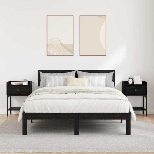 vidaXL Nočný stolík 2 pcs Čierny dub 40 x 29 x 60 cm Kompozitné drevo – Obrázok 4