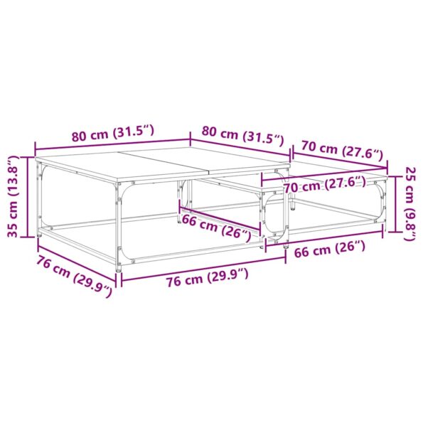 vidaXL Nesting kávový stôl 2 pcs Čierny dub 80 x 8035 x cm – Obrázok 11