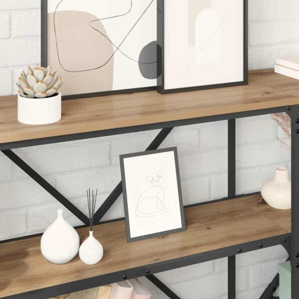 vidaXL Konzolový stôl s poličkou Remeselný dub 160 x 30 x 75 cm – Obrázok 4