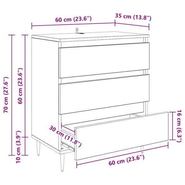 Servírovacia skriňa Čierny dub 60 x 35 x 70 cm Kompozitné drevo – Obrázok 12