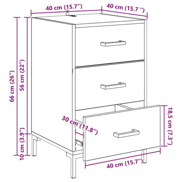 vidaXL Nočný stolík Čierny dub 40 x 40 x 66 cm Kompozitné drevo – Obrázok 13