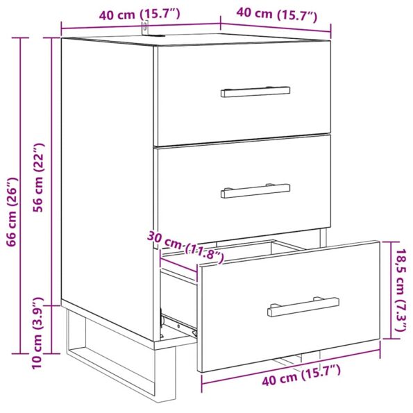 vidaXL Nočný stolík Čierny dub 40 x 40 x 66 cm Kompozitné drevo – Obrázok 13