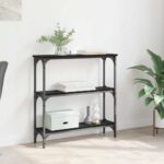 vidaXL Konzolový stôl s poličkou Čierny dub 75 x 22.5 x 75 cm