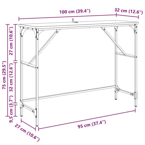 vidaXL Konzolový stôl Čierny dub 100 x 32 x 75 cm Kompozitné drevo – Obrázok 11