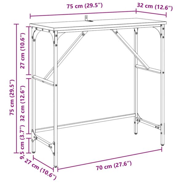 vidaXL Konzolový stôl Čierny dub 75 x 32 x 75 cm Kompozitné drevo – Obrázok 11