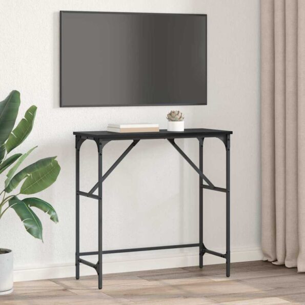 vidaXL Konzolový stôl Čierny dub 75 x 32 x 75 cm Kompozitné drevo – Obrázok 4