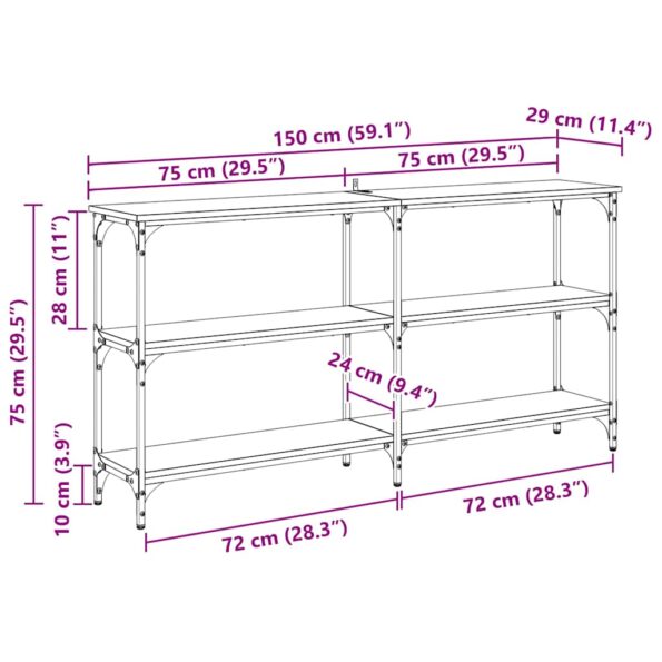 vidaXL Konzolový stôl Remeselný dub 150 x 29 x 75 cm – Obrázok 11