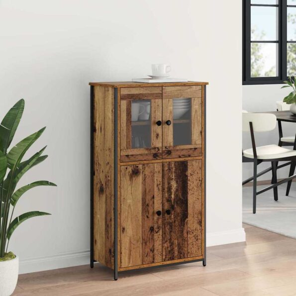 vidaXL Highboard Staré drevo 62 x 32 x 106,5 cm Kompozitné drevo – Obrázok 4
