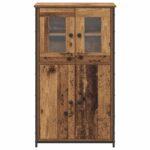 vidaXL Highboard Staré drevo 62 x 32 x 106,5 cm Kompozitné drevo – Obrázok 6