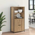 vidaXL Highboard Remeselný dub 62 x 36 x 121,5 cm Kompozitné drevo – Obrázok 4