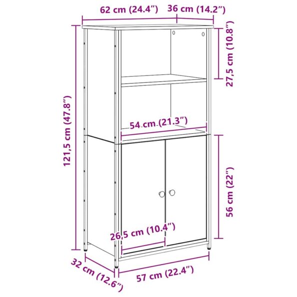 vidaXL Highboard Čierny dub 62 x 36 x 121,5 cm Kompozitné drevo – Obrázok 13