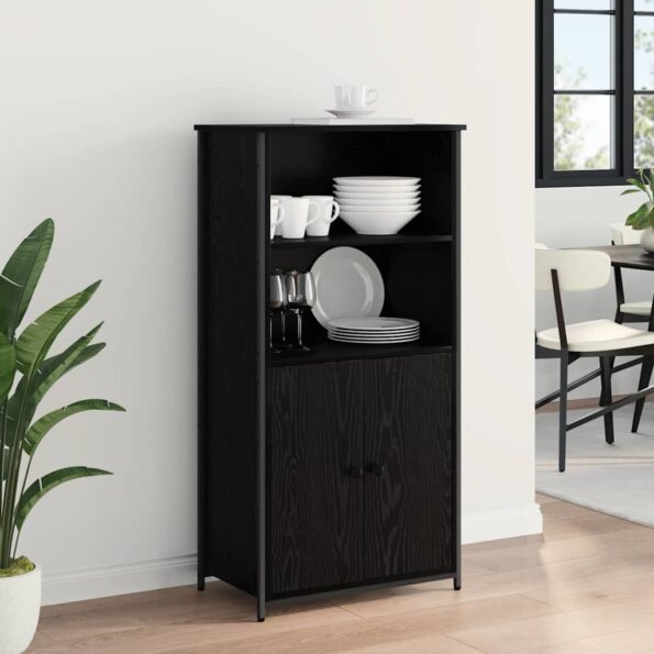 vidaXL Highboard Čierny dub 62 x 36 x 121,5 cm Kompozitné drevo – Obrázok 4