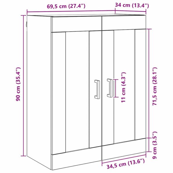 vidaXL Nástenná skrinka Remeselný dub 69,5 x 34 x 90 cm – Obrázok 11