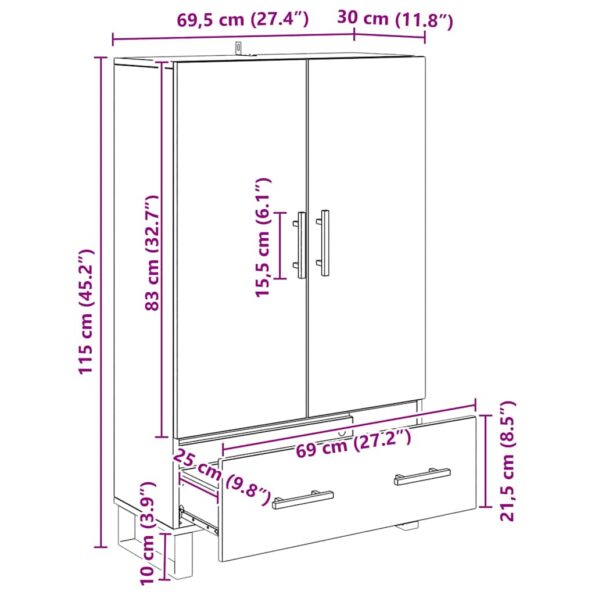 vidaXL Highboard Remeselný dub 69,5 x 30 x 115 cm Kompozitné drevo – Obrázok 11