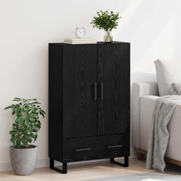 vidaXL Highboard Čierny dub 69,5 x 30 x 115 cm Kompozitné drevo – Obrázok 4