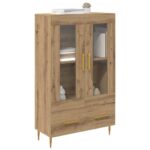 vidaXL Highboard so zásuvkou Remeselný dub 69,5 x 31 x 115 cm – Obrázok 3