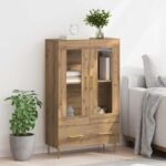 vidaXL Highboard so zásuvkou Remeselný dub 69,5 x 31 x 115 cm – Obrázok 4