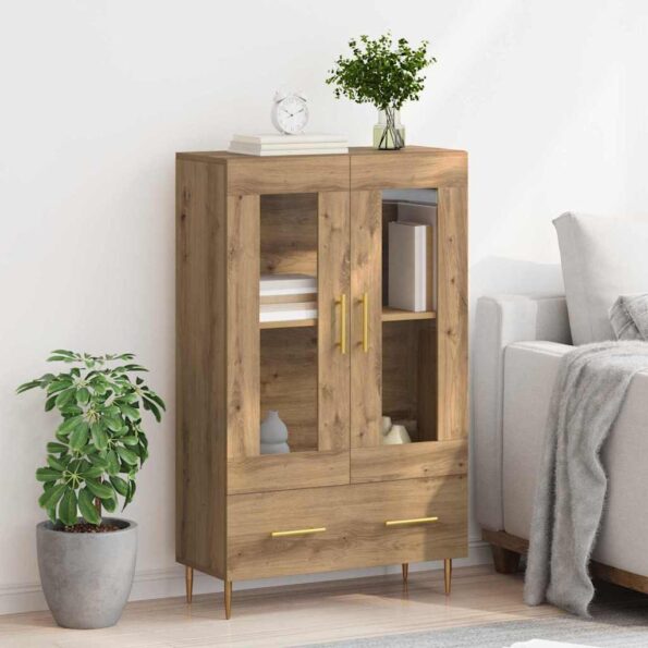 vidaXL Highboard so zásuvkou Remeselný dub 69,5 x 31 x 115 cm – Obrázok 4