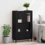 vidaXL Highboard Čierny dub 69,5 x 31 x 115 cm Kompozitné drevo – Obrázok 4