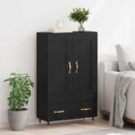 vidaXL Highboard Čierny dub 69,5 x 31 x 115 cm Kompozitné drevo – Obrázok 4