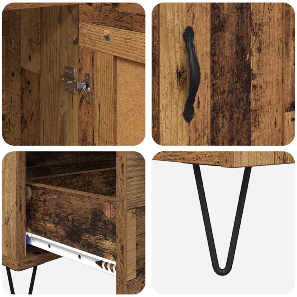 vidaXL Highboard Staré drevo 69,5 x 31 x 115 cm Kompozitné drevo – Obrázok 9